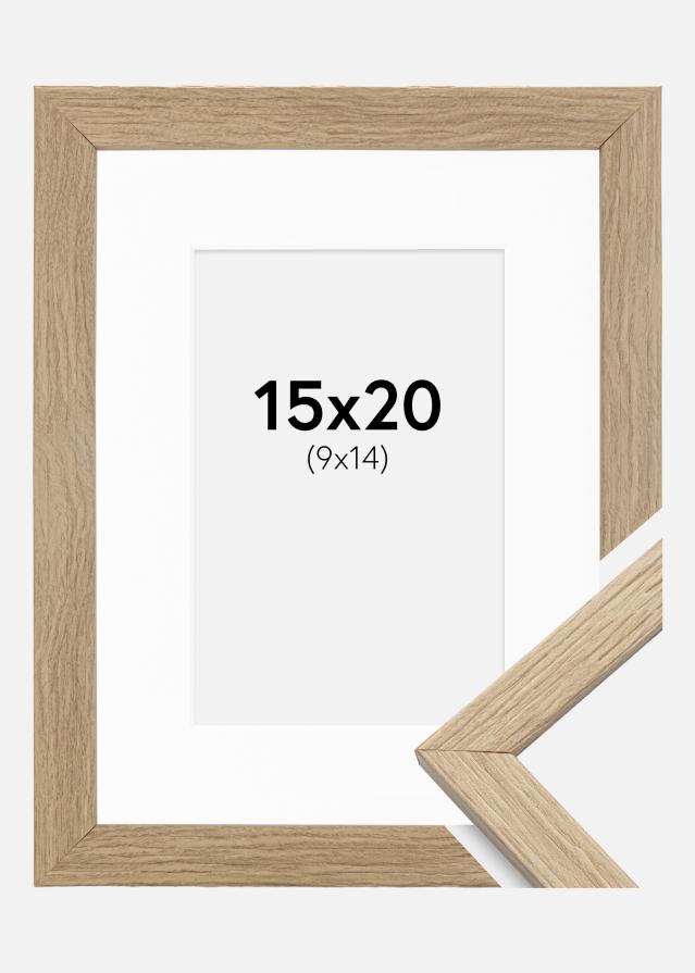 Ramme Stilren Eg 15x20 cm - Passepartout Hvid 10x15 cm
