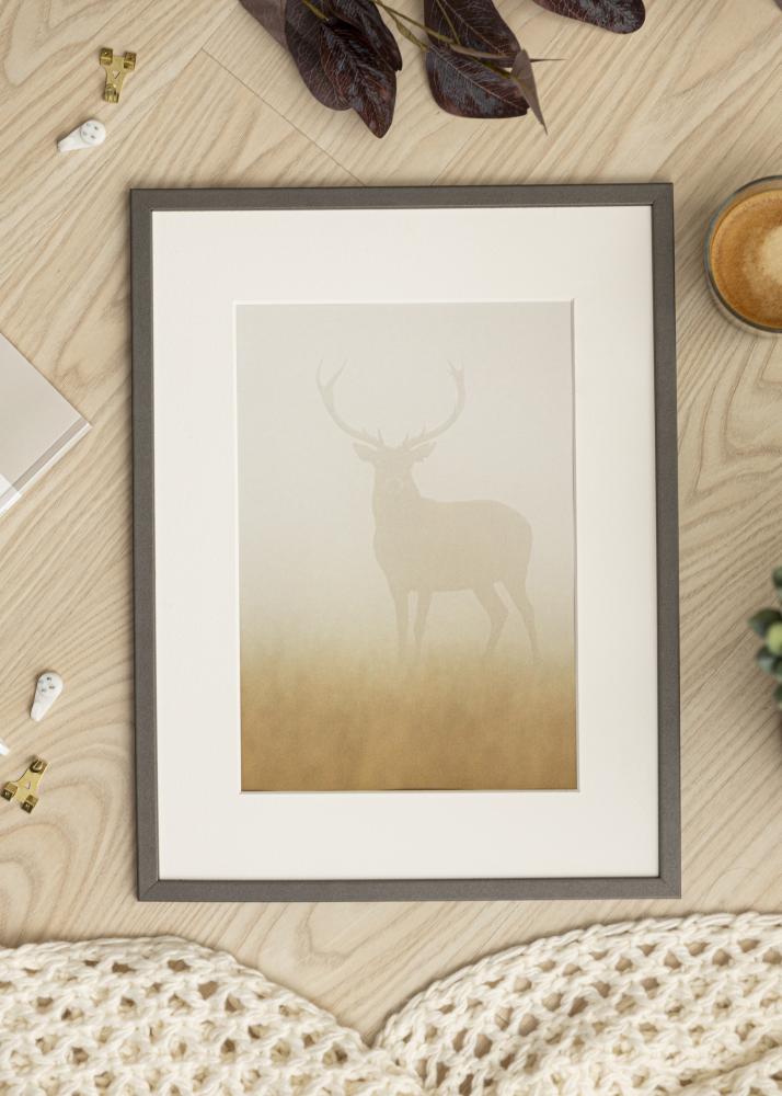 Ramme Edsbyn Grafit 32x45 cm - Passepartout Hvid 25x30 cm