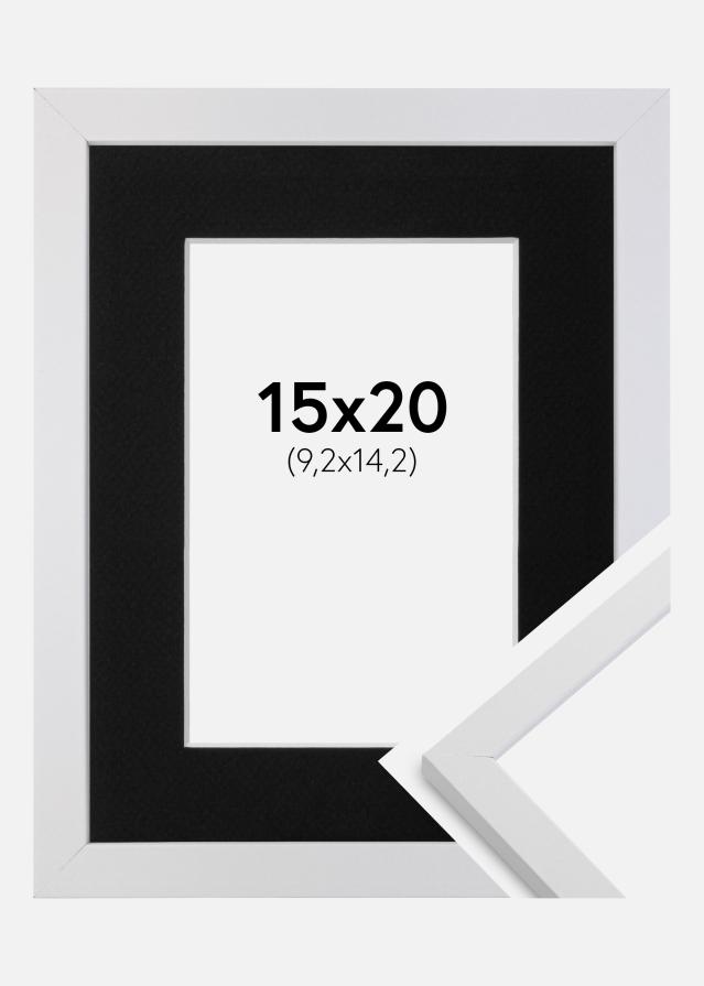 Ramme Trendy Hvid 15x20 cm - Passepartout Sort 4x6 inches