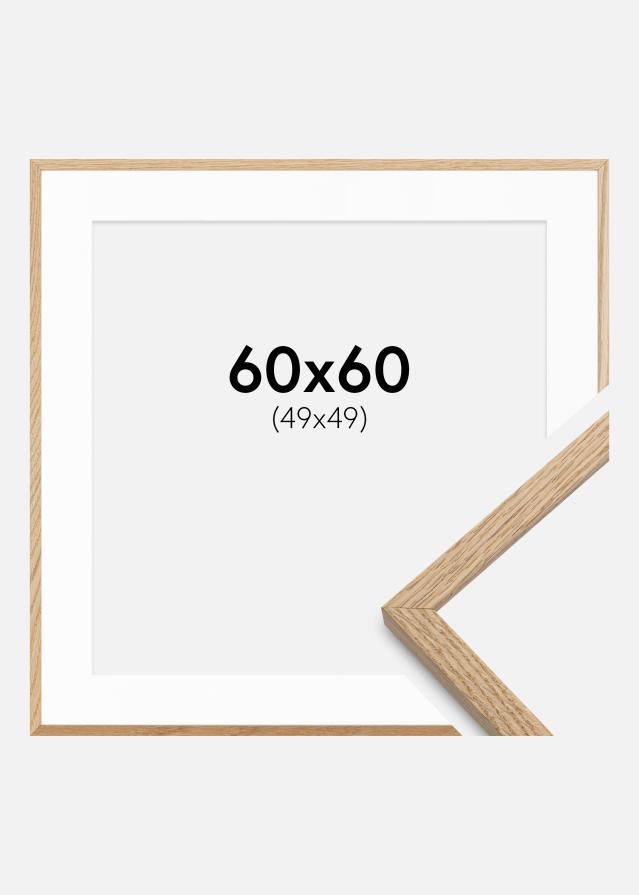 Ramme Oslo Eg 60x60 cm - Passepartout Hvid 50x50 cm
