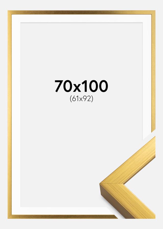Ramme Falun Guld 70x100 cm - Passepartout Hvid 62x93 cm