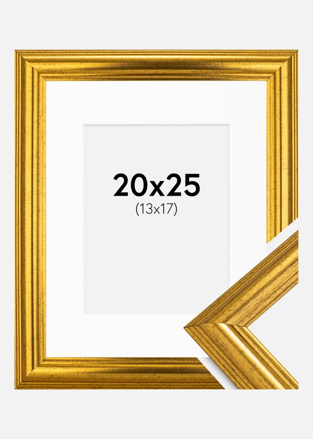 Ramme Västkusten Guld 20x25 cm - Passepartout Hvid 14x18 cm