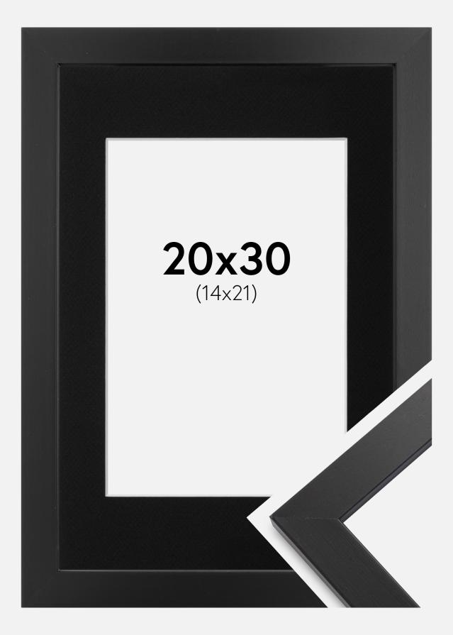 Ramme Black Wood 20x30 cm - Passepartout Sort 15x22 cm
