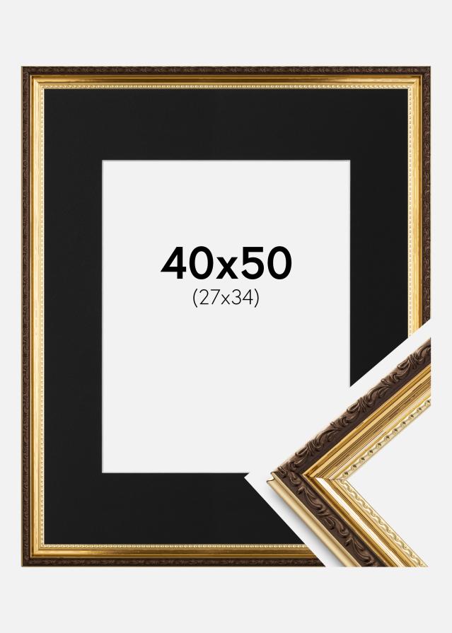 Ramme Abisko Guld 40x50 cm - Passepartout Sort 28x35 cm