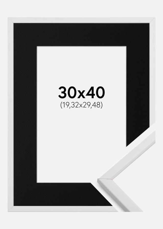 Ramme Galant Hvid 30x40 cm - Passepartout Sort 8x12 inches