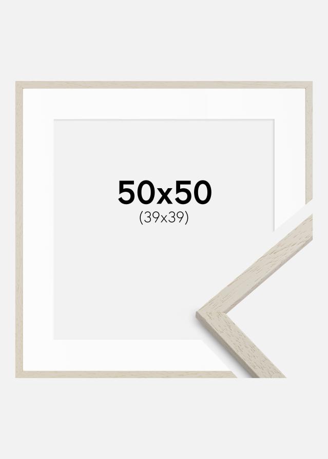 Ramme Edsbyn Sand 50x50 cm - Passepartout Hvid 40x40 cm