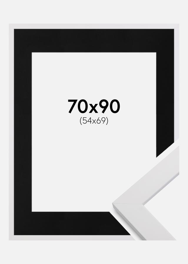 Ramme White Wood 70x90 cm - Passepartout Sort 55x70 cm