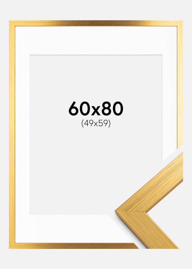 Ramme Gold Wood 60x80 cm - Passepartout Hvid 50x60 cm