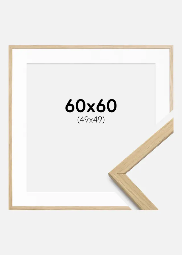 Ramme Edsbyn Eg 60x60 cm - Passepartout Hvid 50x50 cm