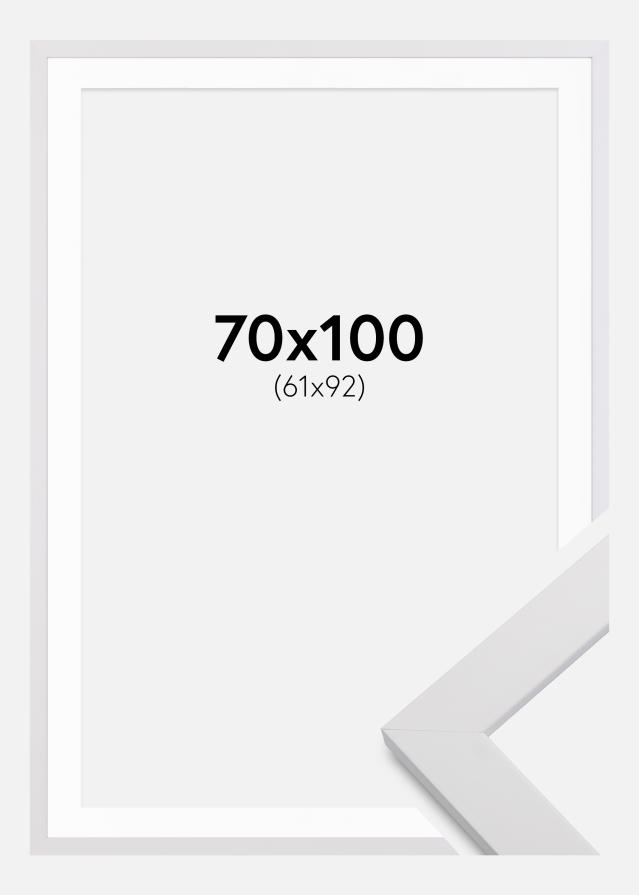 Ramme White Wood 70x100 cm - Passepartout Hvid 62x93 cm