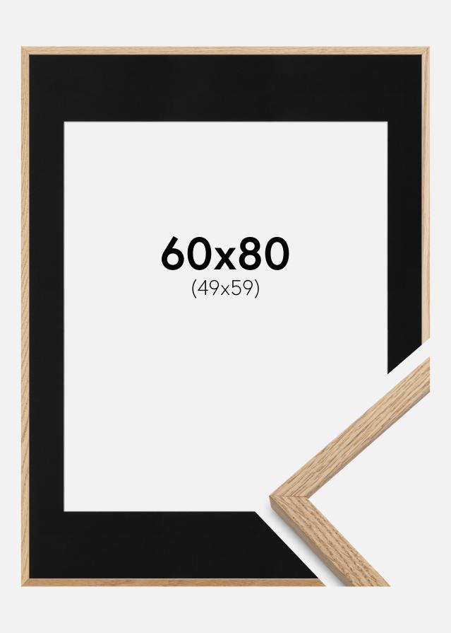 Ramme Oslo Eg 60x80 cm - Passepartout Sort 50x60 cm