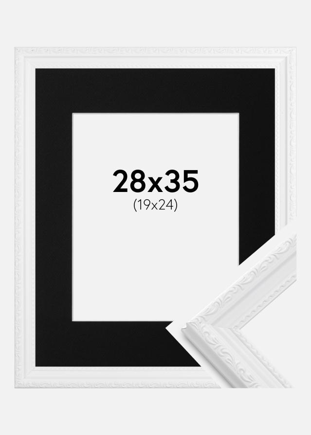 Ramme Abisko Hvid 28x35 cm - Passepartout Sort 20x25 cm