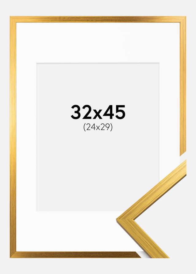 Ramme Edsbyn Guld 32x45 cm - Passepartout Hvid 25x30 cm