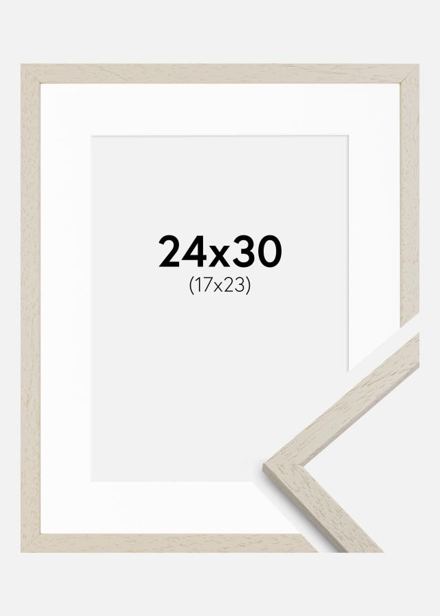 Ramme Edsbyn Sand 24x30 cm - Passepartout Hvid 18x24 cm