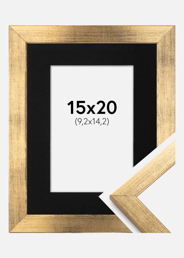 Ramme Stilren Guld 15x20 cm - Passepartout Sort 4x6 inches