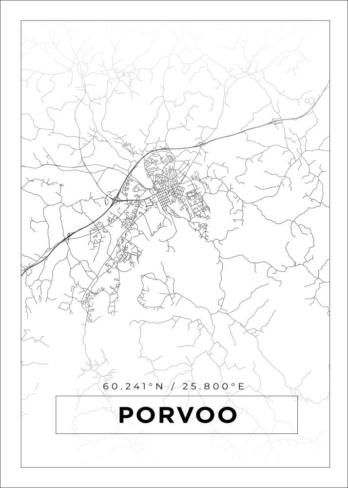 Kort - Porvoo - Hvid Plakat