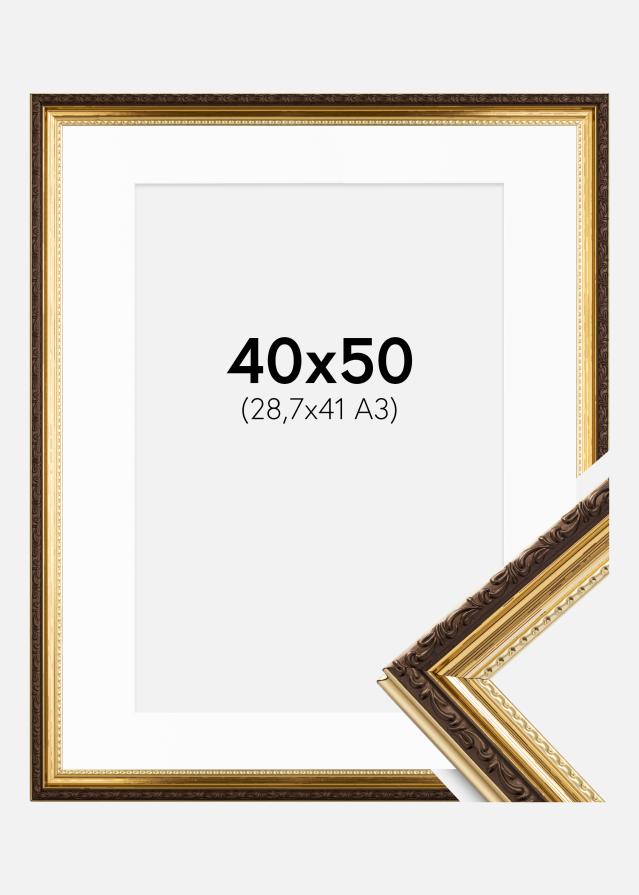 Ramme Abisko Guld 40x50 cm - Passepartout Hvid 29,7x42 cm (A3)
