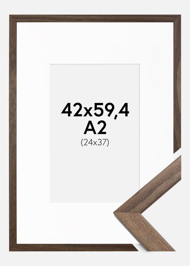 Ramme Stilren Valnød 42x59,4 cm (A2) - Passepartout Hvid 25x38 cm