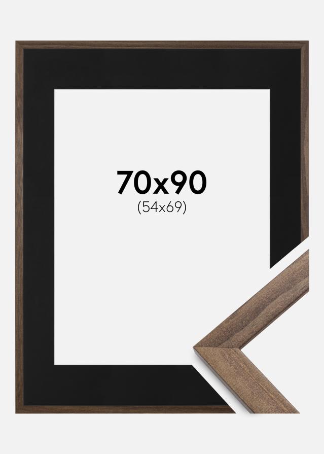 Ramme Stilren Valnød 70x90 cm - Passepartout Sort 55x70 cm