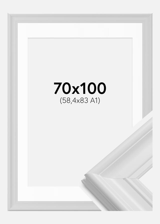 Ramme Mora Premium Hvid 70x100 cm - Passepartout Hvid 59,4x84 cm (A1)