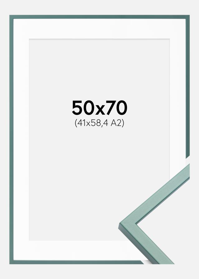Ramme E-Line Grøn 50x70 cm - Passepartout Hvid 42x59,4 cm (A2)