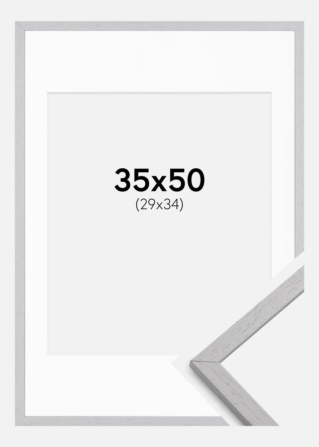 Ramme Edsbyn Grey 35x50 cm - Passepartout Hvid 30x35 cm