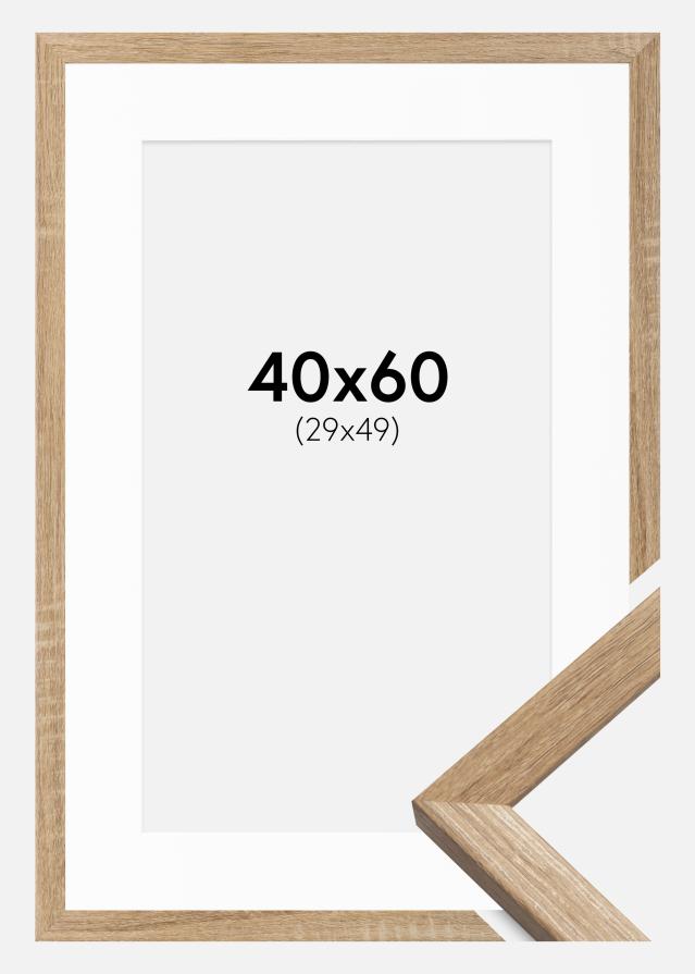 Ramme Fiorito Lys Eg 40x60 cm - Passepartout Hvid 30x50 cm