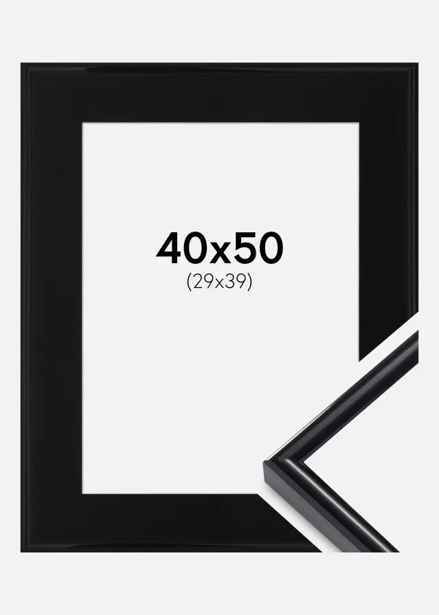 Ramme Victoria Sort 40x50 cm - Passepartout Sort 30x40 cm