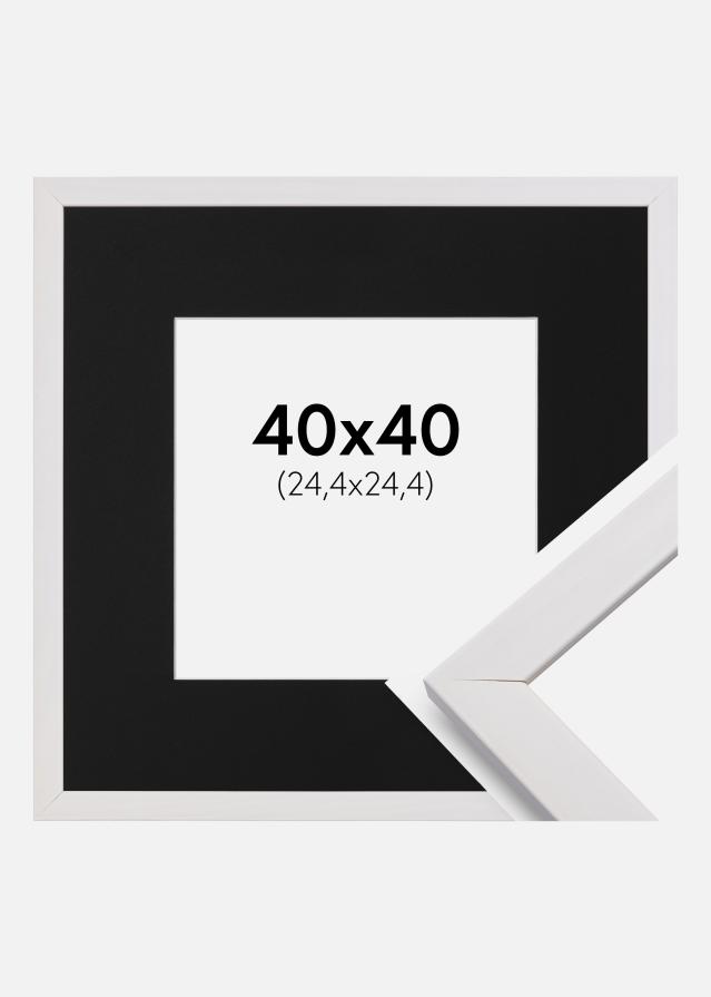 Ramme Stilren Hvid 40x40 cm - Passepartout Sort 10x10 inches