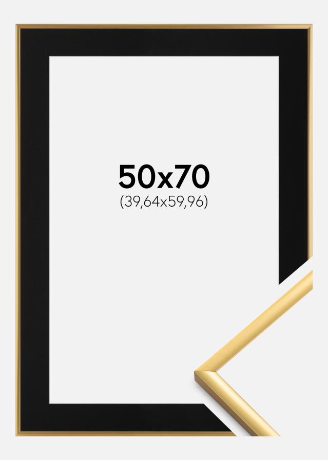 Ramme New Lifestyle Shiny Gold 50x70 cm - Passepartout Sort 16x24 inches