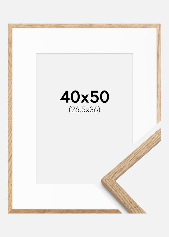 Ramme Oslo Eg 40x50 cm - Passepartout Hvid 27,5x37 cm