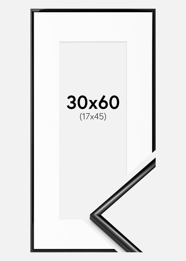 Ramme Scandi Sort 30x60 cm - Passepartout Hvid 18x46 cm
