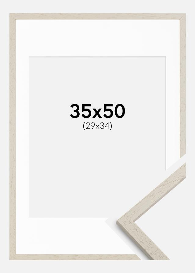 Ramme Edsbyn Sand 35x50 cm - Passepartout Hvid 30x35 cm
