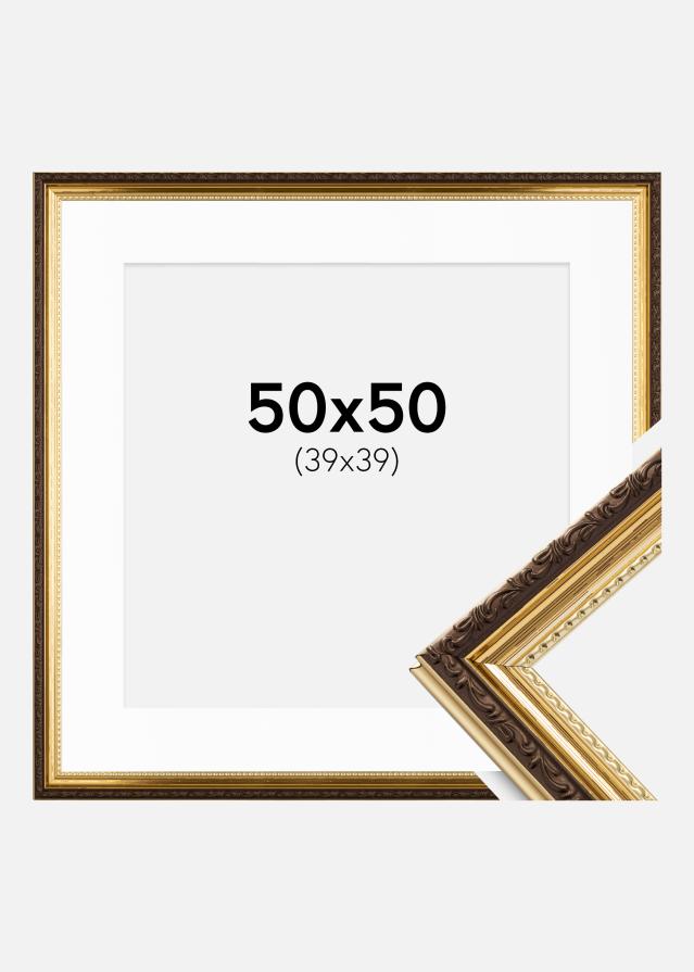 Ramme Abisko Guld 50x50 cm - Passepartout Hvid 40x40 cm