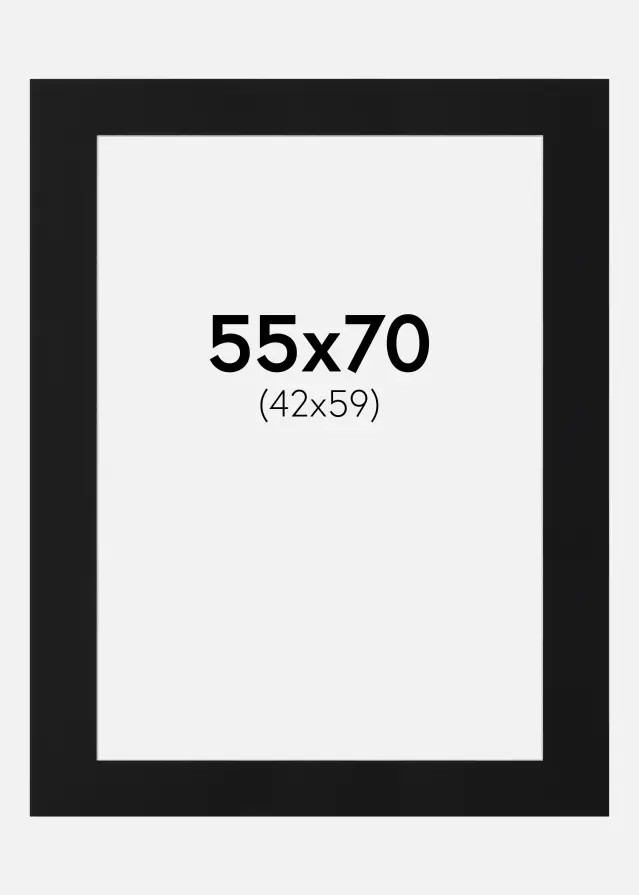 Passepartout Sort Standard (Hvid kerne) 55x70 cm (42x59)