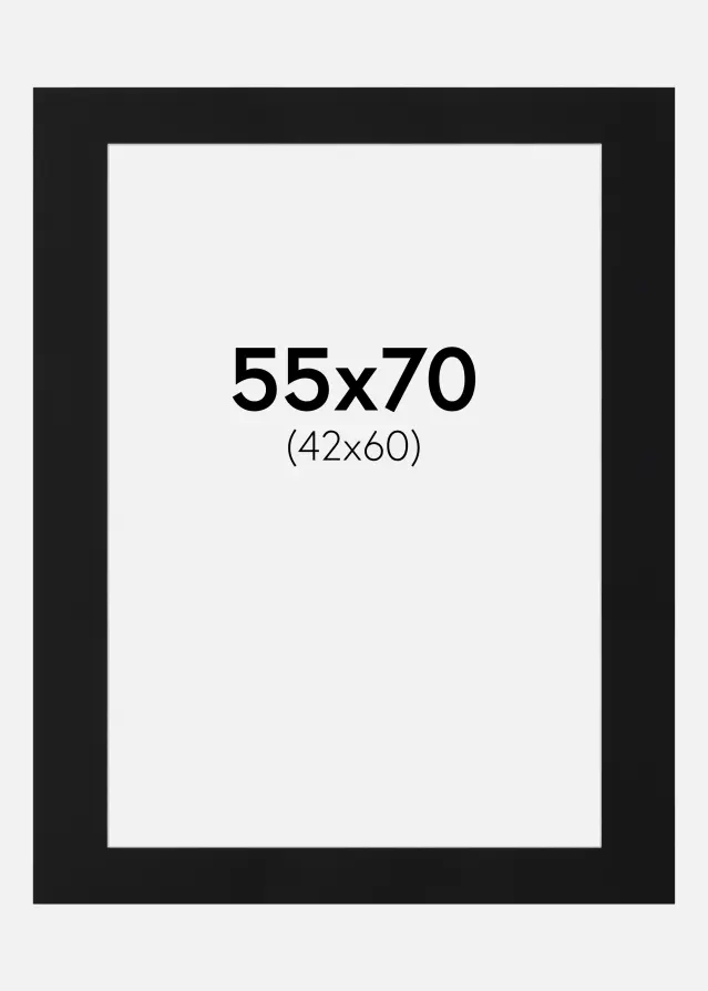 Passepartout Sort Standard (Hvid kerne) 55x70 cm (42x60)