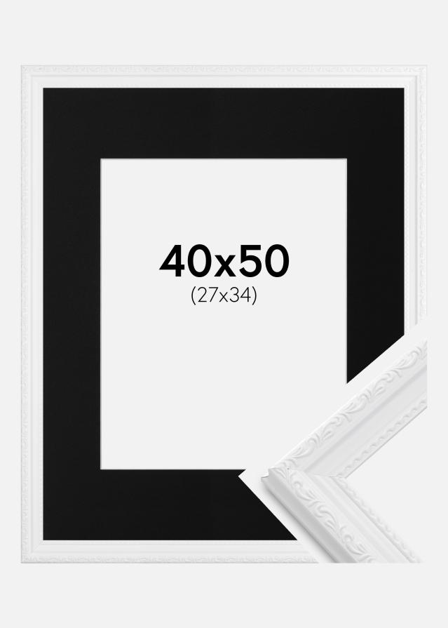 Ramme Abisko Hvid 40x50 cm - Passepartout Sort 28x35 cm