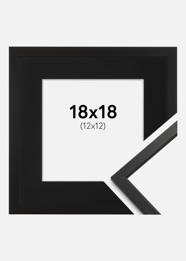 Ramme Edsbyn Sort 18x18 cm - Passepartout Sort 13x13 cm