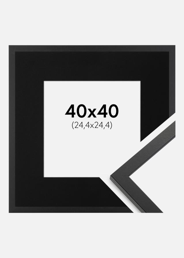 Ramme Trendy Sort 40x40 cm - Passepartout Sort 10x10 inches