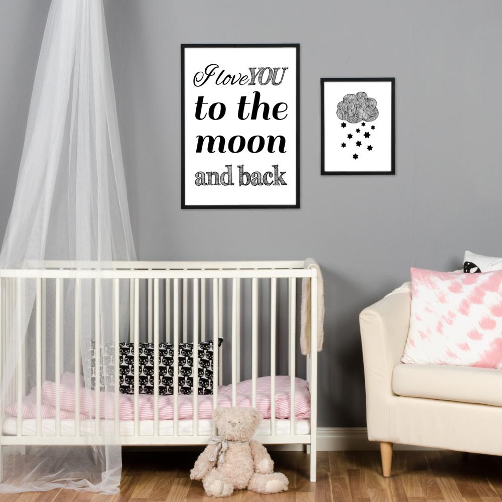 I love you to the moon and back- Sort Plakat