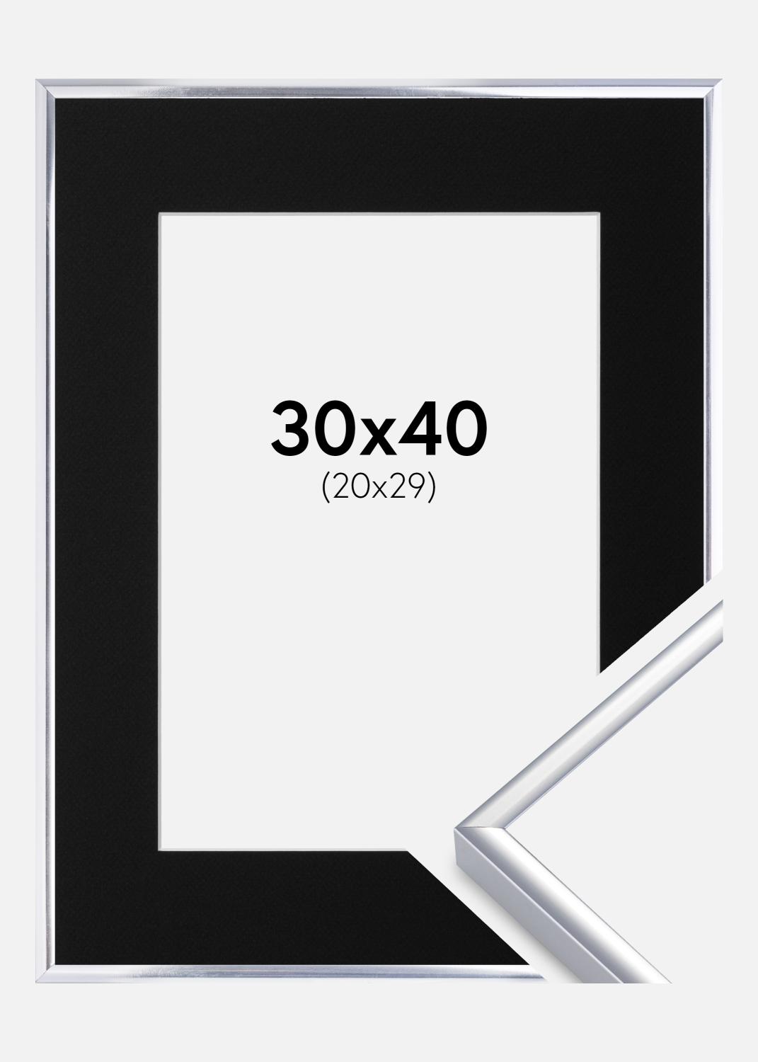 Product Image for Ramme Aluminium Blank Sølv 30x40 cm - Passepartout Sort 20x30 cm