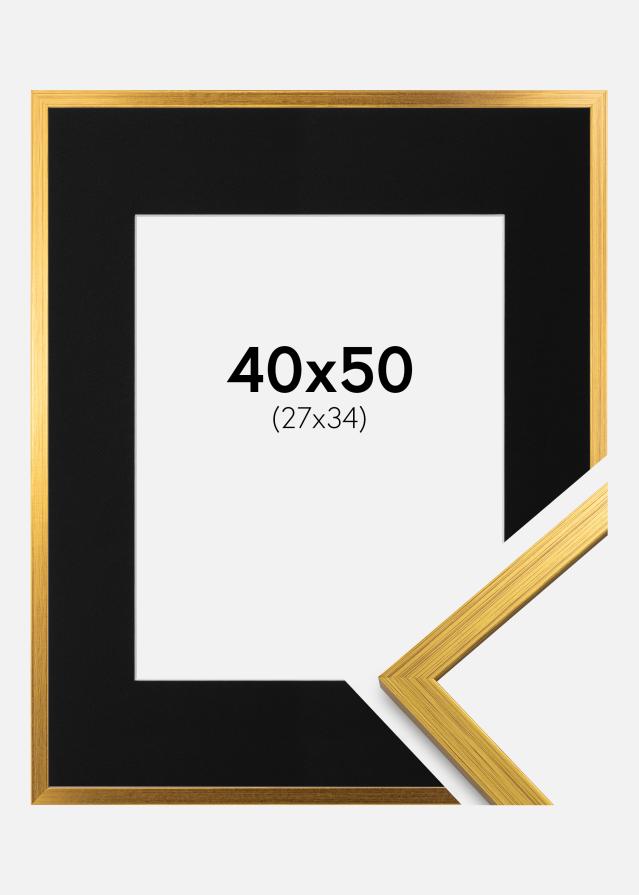 Ramme Edsbyn Guld 40x50 cm - Passepartout Sort 28x35 cm