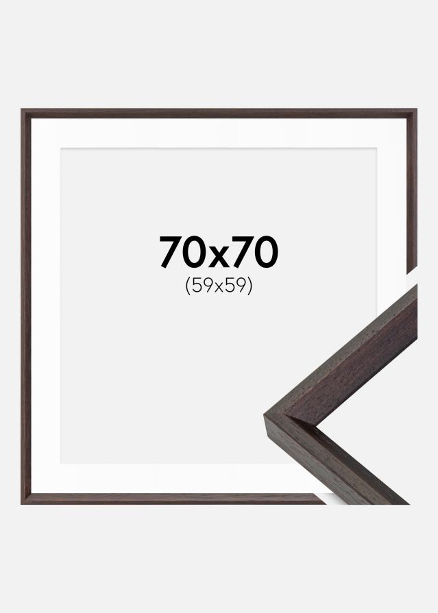 Ramme Globe Espresso 70x70 cm - Passepartout Hvid 60x60 cm