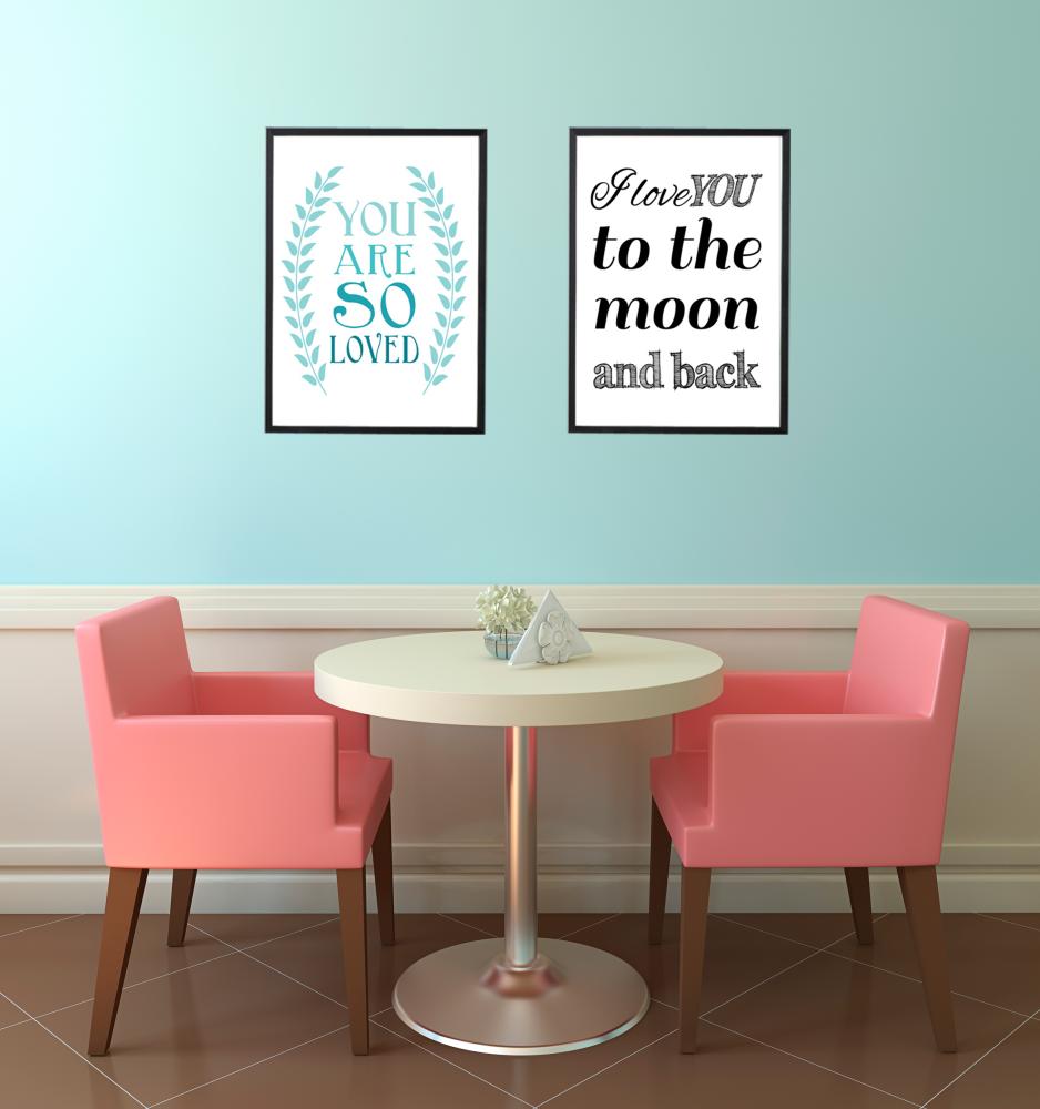 I love you to the moon and back- Sort Plakat