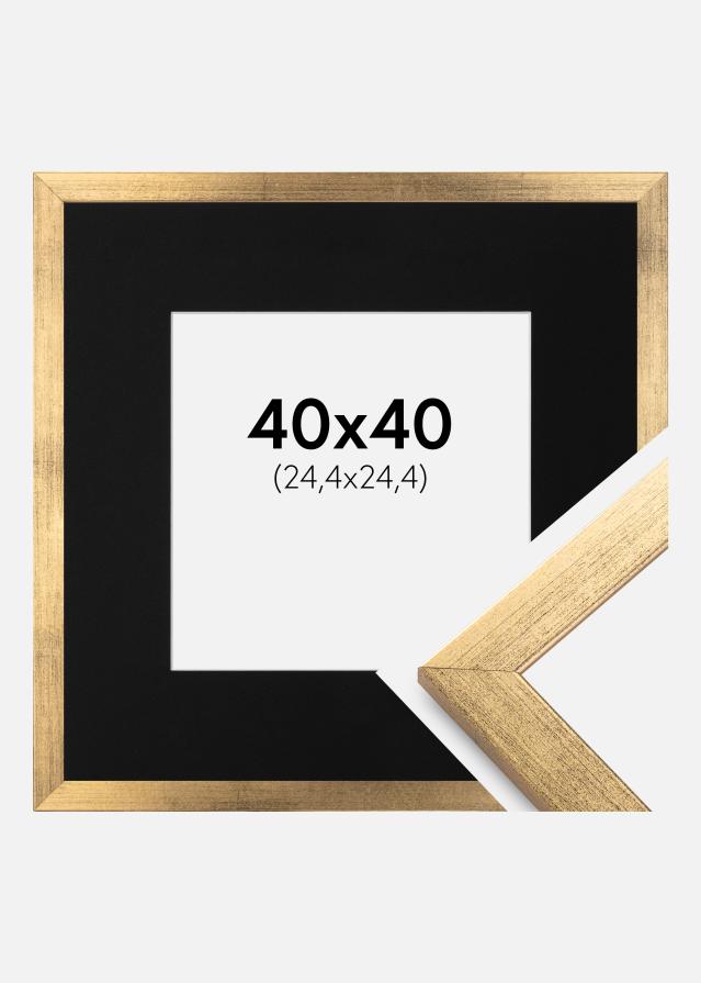 Ramme Stilren Guld 40x40 cm - Passepartout Sort 10x10 inches