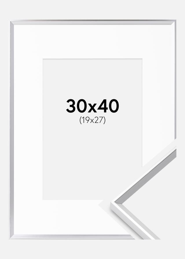 Ramme Desire Sølv 30x40 cm - Passepartout Hvid 20x28 cm