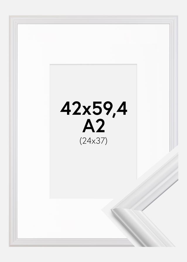 Ramme Siljan Hvid 42x59,4 cm (A2) - Passepartout Hvid 25x38 cm