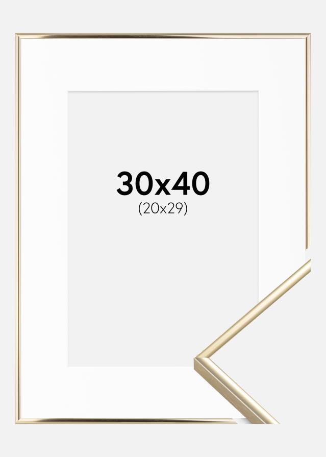 Ramme Visby Blank Guld 30x40 cm - Passepartout Hvid 21x30 cm