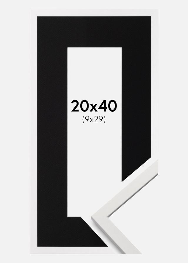 Ramme Edsbyn Hvid 20x40 cm - Passepartout Sort 10x30 cm