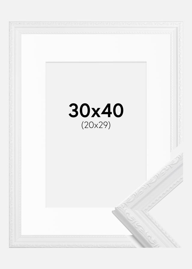 Ramme Abisko Hvid 30x40 cm - Passepartout Hvid 21x30 cm